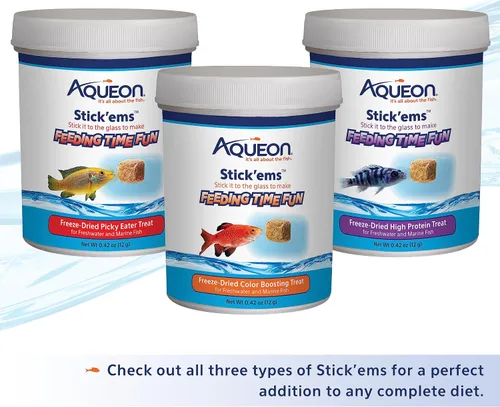 Vista 4 de Aqueon Stick'ems - Golosinas de pescado para mascotas liofilizadas que aumentan el color, 0.42 onzas