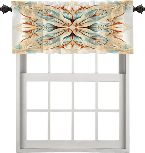 Vista 52 de Cortinas opacas de poliéster multicapa para cafetería, con diseño de diamantes, 2 unidades, 26 x 24 pulgadas