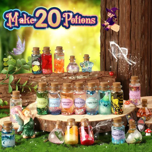 Vista 2 de wookidel Kit de manualidades mágicas de hadas para niños con 20 botellas de poción – Kit de manualidades para hacer pociones mágicas de hadas