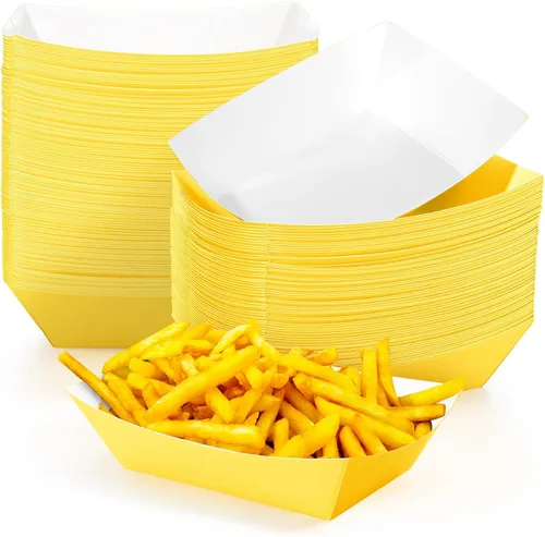 Vista 8 de Yinkin 100 bandejas de papel para alimentos, botes, bandejas desechables para nachos de 1 libra, bolsas de chips de taco, bolsas de papel kraft