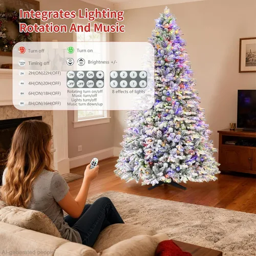Vista 3 de Árbol de Navidad preiluminado de 6.5 pies, árbol de Navidad Blanco