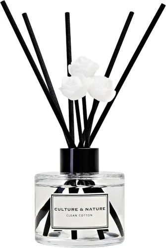 Vista 2 de CULTURE & NATURE - Set de difusores de varillas de 4 oz (120ml) - Difusor con varillas y aroma de algodón limpio - Fragancia para el hogar - Difusor