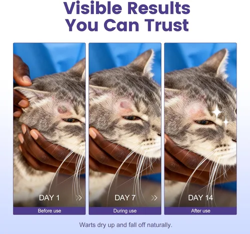 Vista 4 de Removedor de verrugas para gatos y perros, fórmula natural para apoyar el acné felino, marcas de piel, papiloma de perro y eliminación de verrugas