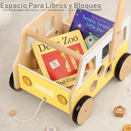 Vista 6 de Pillowhale Andador de madera para bebés, regalos de primer cumpleaños