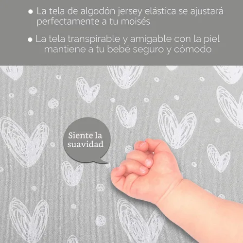 Vista 6 de Sábanas ajustadas de cuna, compatibles con Munchkin Brica Fold N' Go, 2 unidades, 100% algodón de punto jersey, transpirables y súper suaves Gris