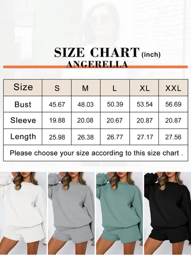 Vista 6 de Angerella Sudaderas de manga larga para mujer, estilo casual, cuello redondo, ajuste holgado, sudadera con capucha de forro polar para otoño