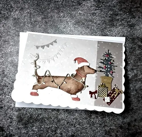 Vista 8 de Troqueles de metal de Navidad, lindo animal salchicha perro festival troquelado plantillas de bricolaje manualidades tarjetas cortes para hacer