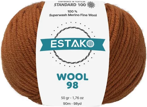 Vista 17 de Estako Wool 98 (paquete de 4 madejas) 100% lana merino superwash lana merino de peso medio suave hilo para tejer y ganchillo (4 x 1.76 onzas)