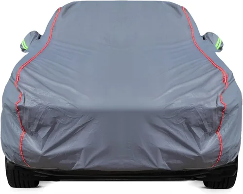 Vista 33 de Funda de Coche Transpirable de Nuevo Material, Funda Impermeable para Coche, Puertas con Candados y Cremalleras, Protección UV Impermeable