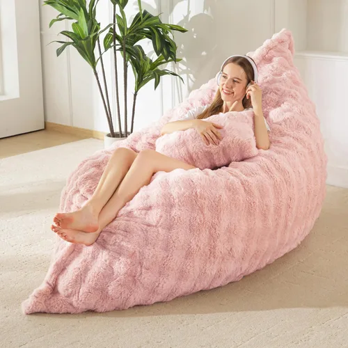 Vista 17 de MAXYOYO Puf gigante con almohada, silla convertible 3 en 1 Gris ceniza