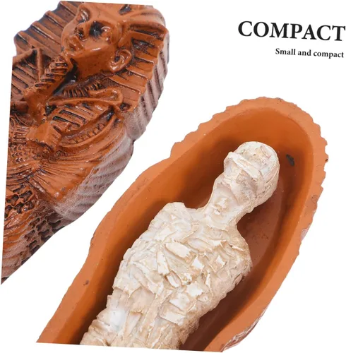 Vista 3 de Yardwe Figuras de momia de Halloween, caja de ataúd de resina, rey egipcio, ataúdes funerarios, contenedor gótico, adorno de escritorio, casa