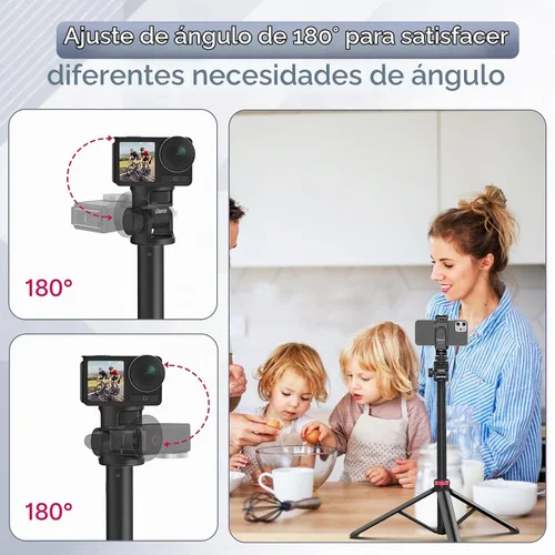 Vista 3 de ULANZI Trípode de 81 pulgadas de alto para cámara y teléfono; soporte de luz de aluminio extensible, trípode de viaje ajustable con tornillo de 1/4