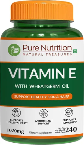 Vista 8 de Pure Nutrition Vitamina E con aceite de germen de trigo, 1020 mg 120 cápsulas Fuente natural de vitamina E Suplemento para el cabello