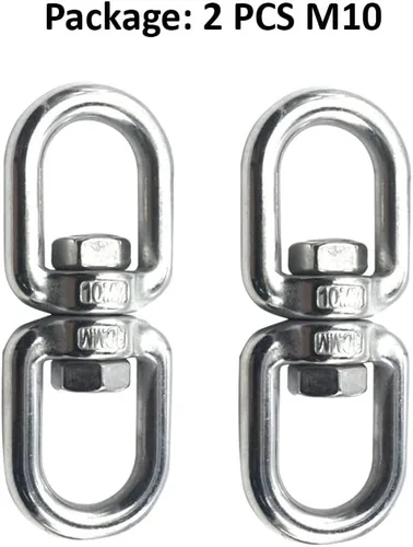 Vista 2 de Lependor Gancho giratorio de acero inoxidable 304 de doble extremo, grillete giratorio ojo a ojo, accesorios de conector de anillo de doble extremo