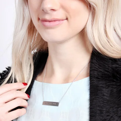 Vista 2 de RIAH FASHION Collar con colgante de barra horizontal con mensaje simple, inspirador cristiano religioso, placa grabada, cadena delicada, gracia