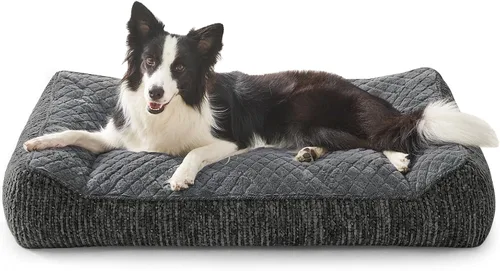 Vista 22 de JOEJOY Camas ortopédicas XL para perros de tamaño grande, extra gruesas, con apoyo y laterales, sofá cama ultrasuave para perros grandes, color Beige
