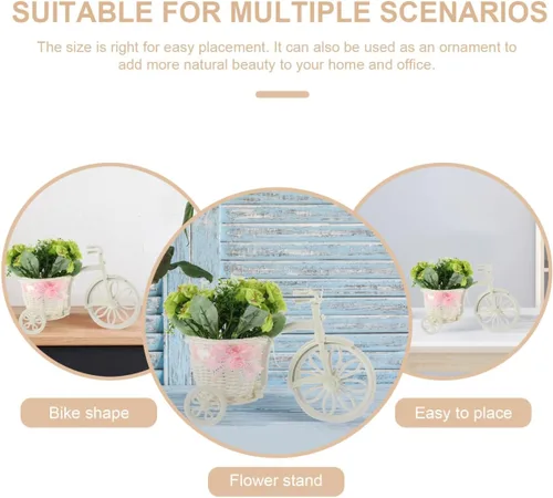 Vista 5 de STOBOK Soporte para plantas de bicicleta, soporte de flores artificiales en forma de bicicleta para escritorio, hogar, oficina, decoración, estante