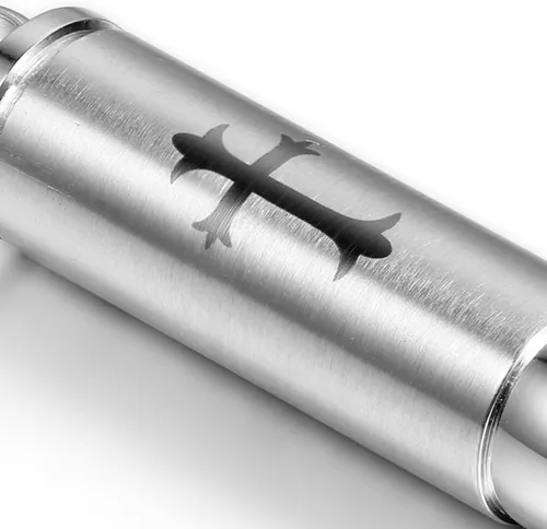 Vista 2 de OIDEA Collar con colgante de bala de acero inoxidable para hombre con cadena cruzada láser incluida