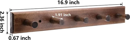 Vista 2 de Percha de madera para sombreros, perchero de baño, ganchos de madera para colgar abrigos, toallas, bolsos, batas