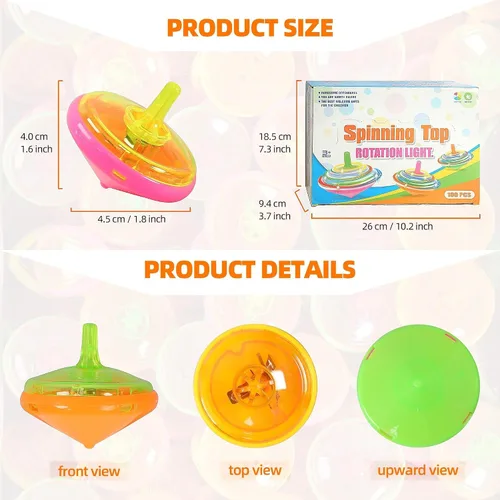 Vista 7 de PROLOSO 100 piezas iluminan para arriba Spinning Tops LED intermitentes con giroscopio