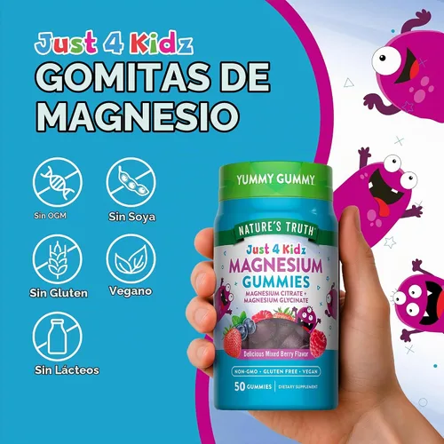 Vista 3 de Nature's Truth Gomitas de magnesio para niños Glicinato y citrato 50