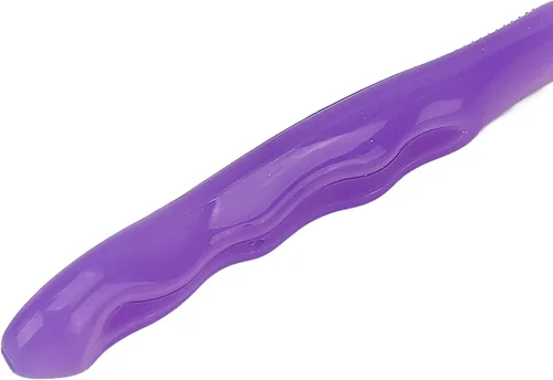 Vista 9 de Cepillo de dientes para dentaduras postizas, pelo suave, seguro de doble cara para viajes en casa (morado)
