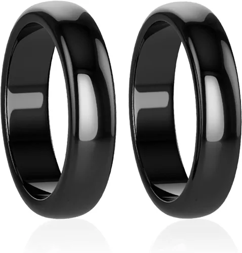 Vista 7 de Anillo de hematita para mujeres y hombres, unisex, anillo de piedras magnéticas genuinas para equilibrar la ansiedad, chakra raíz, absorbe energía