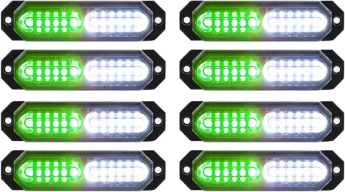 Vista 9 de ASPL 8 luces estroboscópicas intermitentes de montaje en superficie ultra delgadas de 12 LED para camión, automóvil, vehículo, LED, mini rejilla