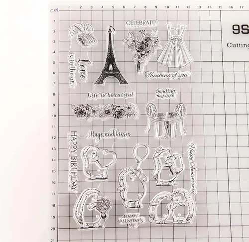 Vista 4 de Juego de sellos y troqueles transparentes para hacer tarjetas, plantillas de corte de metal para álbumes de recortes, álbum de fotos, plantilla