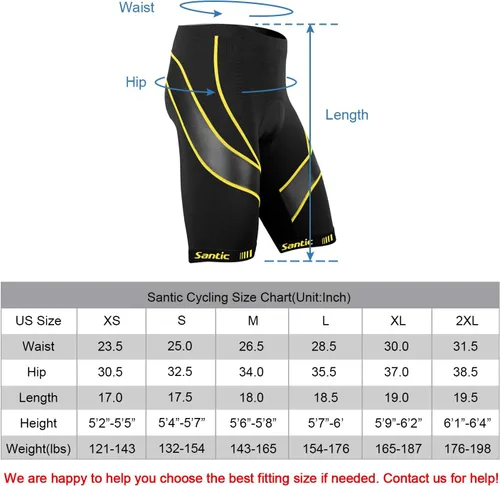 Vista 2 de Santic Pantalones cortos de ciclismo para hombre, pantalones cortos de ciclismo acolchados para hombre, pantalones cortos de ciclismo transpirables