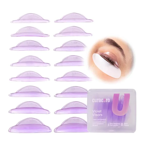 Vista 12 de Curacoro Lash Lift Shields, 10 Pcs/5 Sizes Reusable Silicone Rods Deseo azul