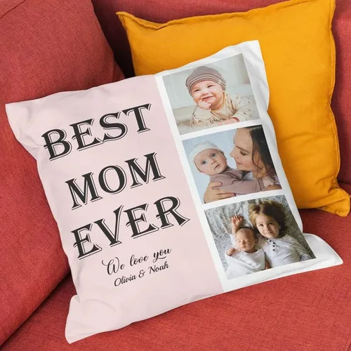 Vista 2 de Bivei Funda de almohada personalizada con imagen y texto, almohada decorativa personalizada para mamá, funda de almohada personalizada para fotos