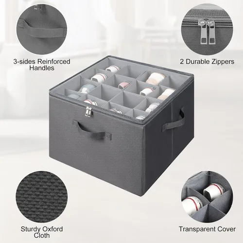 Vista 5 de Organizador de zapatos de tela para armario, contenedores plegables de almacenamiento de zapatos con cubierta transparente, contenedor de zapatos