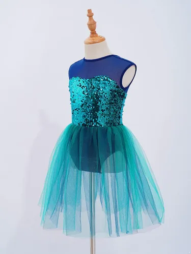 Vista 65 de CHICTRY Vestido tutú de ballet con lentejuelas brillantes para niñas y niñas, moderno disfraz de baile latino de jazz