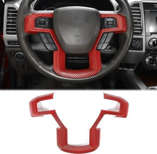 Vista 10 de Linskip Moldura para volante compatible con Ford F150 2015-2020 y F250 F350 Super Duty 2017-2022, para Ford Expedition 2018-2021, funda para Negro