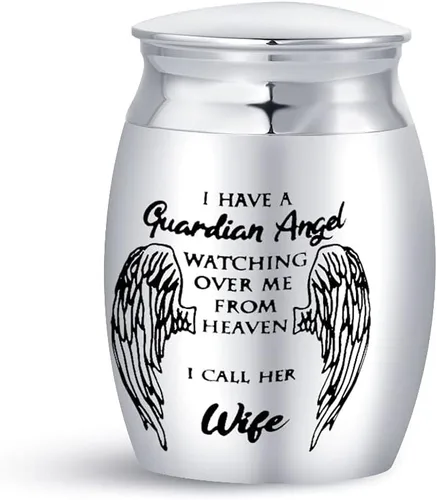 Vista 17 de Auntie Guardian Angel Mini Urnas de cremación para cenizas humanas, portátil, tamaño pequeño, de acero inoxidable, recuerdo, regalos funerarios