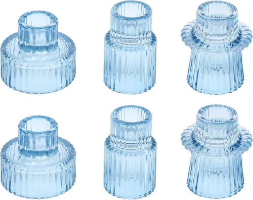 Vista 30 de Vixdonos Portavelas de cristal cónico para centros de mesa, decoración de boda y cena (3 piezas, ámbar)