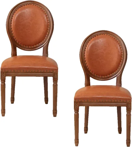 Vista 21 de Juego de sillas de comedor de madera 1/2/4, sillas de cocina tapizadas con asiento de cuero, silla de comedor rústica, silla lateral sin brazos