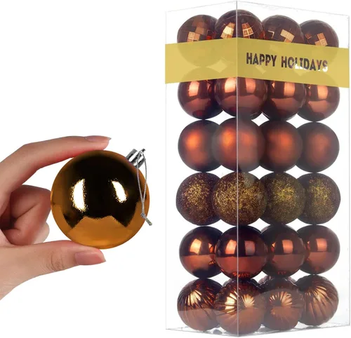 Vista 64 de Esferas pequeñas de bronce de 1.6 pulgadas para decoración del árbol de Navidad, adornos inastillables para cumpleaños, Halloween, vacaciones, boda