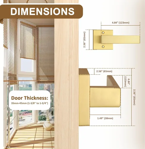 Vista 2 de Probrico - 1 manija inactiva dorada para puerta, moderna, para armario, resistente, para interior, sin giro, reversible para lado derecho e izquierdo