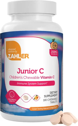 Vista 7 de Zahler Junior C Advanced Vitamina C masticable para niños, vitaminas en delicioso sabor a naranja, vitamina C Kosher Kids para inmunidad