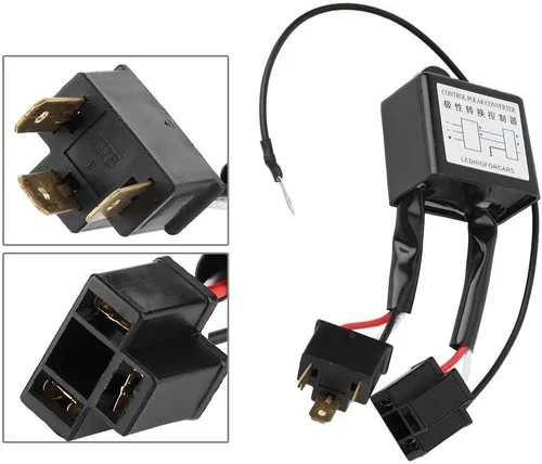 Vista 5 de Aramox Convertidor negativo, 2pcs aleación LED convertidor negativo interruptor negativo adaptador de arnés invertido polaridad para H4