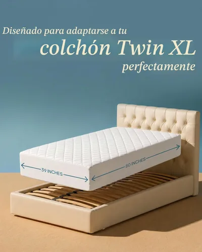 Vista 2 de Protector de colchón acolchado tamaño individual XL para bolsillo profundo Blanco