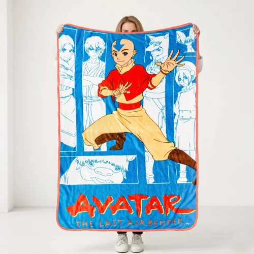 Vista 8 de Silver Buffalo Avatar The Last Airbender With Aang, Zuko, Katara, Sokka Wolf, Toph Beifong, Appa y Momo - Manta de forro polar de 45 x 60 pulgadas