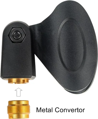 Vista 2 de Paquete de 2 soportes universales ajustables para micrófono de escritorio, trípode plegable portátil, soporte de mesa con clip de micrófono