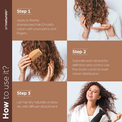 Vista 5 de Artnaturals Crema hidratante y potenciadora para definir rizos, con aceite de almendras, jojoba y argán y control natural del encrespamiento