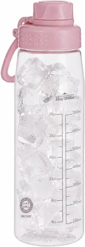Vista 9 de Botella de agua de 32 oz, botella de agua transparente con tapa con pico y asa de transporte, reutilizable, Tritan, libre de BPA, botella de agua