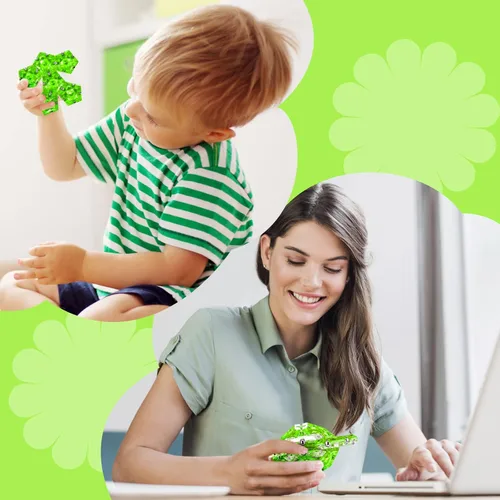 Vista 6 de LAFFTRAK - Esfera magnética antiestrés con imanes, juguetes sensoriales - Verde brillante cristalino; juego de 12 piezas - Creatividad más allá