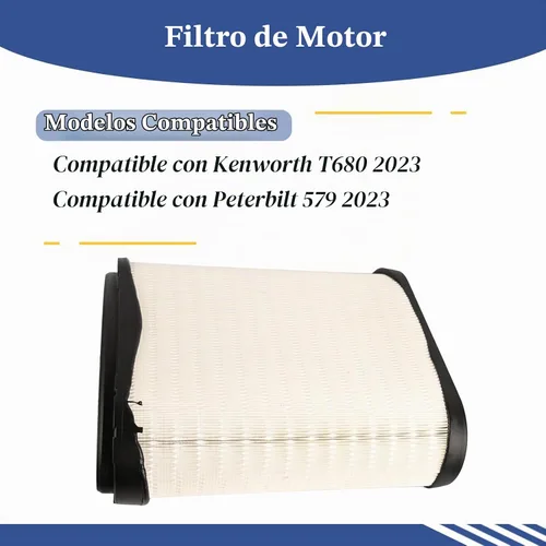 Vista 2 de Filtro de Motor D37-1061 Compatible con Kenworth T680 2023, Peterbilt 579 2023, Reemplaza D371061