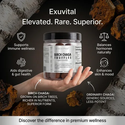Vista 4 de Trufas de abedul Chaga, Apoyo diario al bienestar, Bocadillos de superalimentos naturales, Apoyo inmunológico, Salud de la piel, Salud intestinal